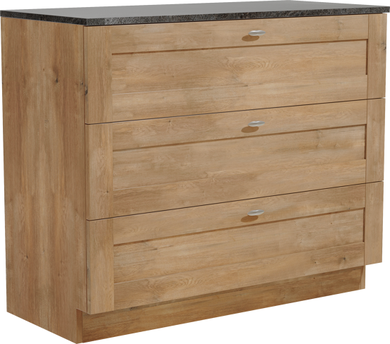 Linie Classo meuble salle de bains à poser 100 x 46 cm chêne naturel avec Lado tablette simple ou double en mélaminé ardoise gris