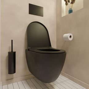 Luca Varess Vinto hangend toilet mat zwart open spoelrand met dunne wc-bril