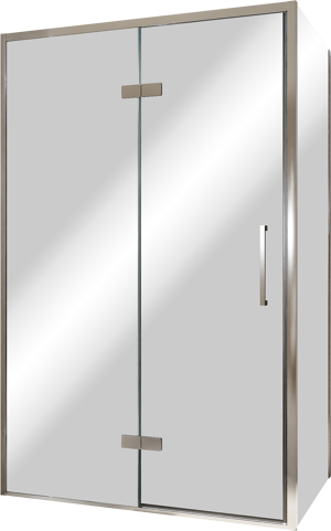 Balmani Senses Design douchecabine met linkse draaideur en vaste zijwand, 120 x 90 cm, Reflex spiegelglas, Chroom profielen, met coating
