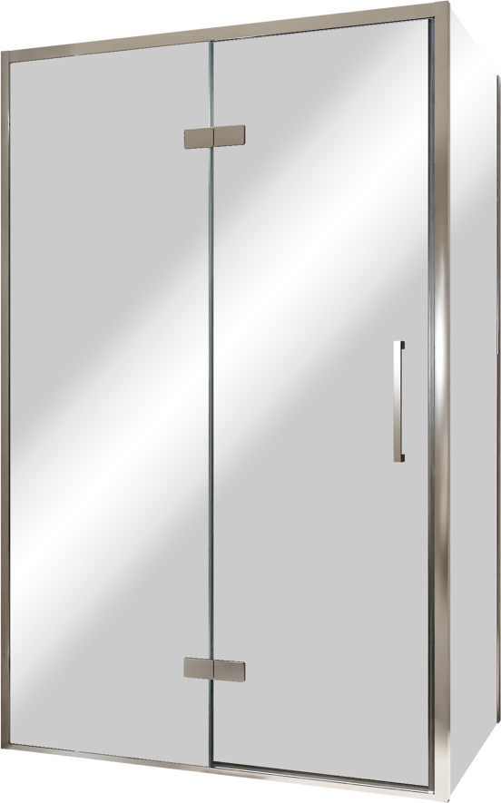 Balmani Senses Design douchehoek met linkse draaideur en vaste zijwand, 120 x 100 cm, Reflex spiegelglas, Chroom profielen, met coating