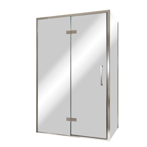Balmani Senses Design Eckdusche: Drehtür (Links) mit fixierte Seitenwand, 120 x 100 cm, Reflex-Spiegelglas, Profil Chrom