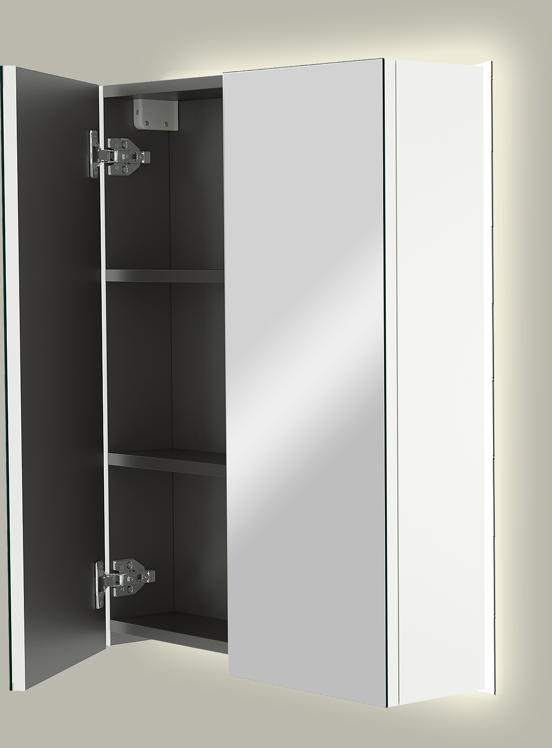Linie Montro spiegelkast 60 x 75 cm hoogglans wit met spiegelverlichting