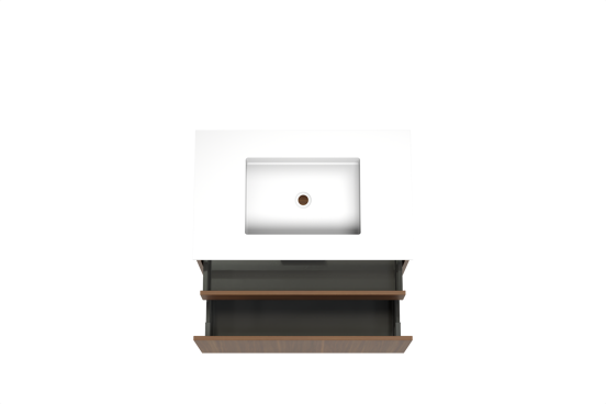 Balmani Sfera hängendes Möbelstück Set: 90 x 55 cm, Amerikanischer Nussbaum, mit Tablo Stretto Einzelwaschtisch, Solid Surface Weiß matt