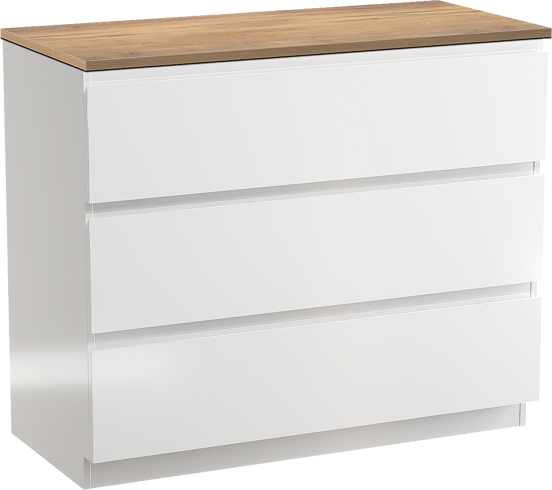Linie Lado staand badmeubel 100 x 46 cm hoogglans wit met Lado enkel of dubbel wastafelblad in melamine naturel eiken