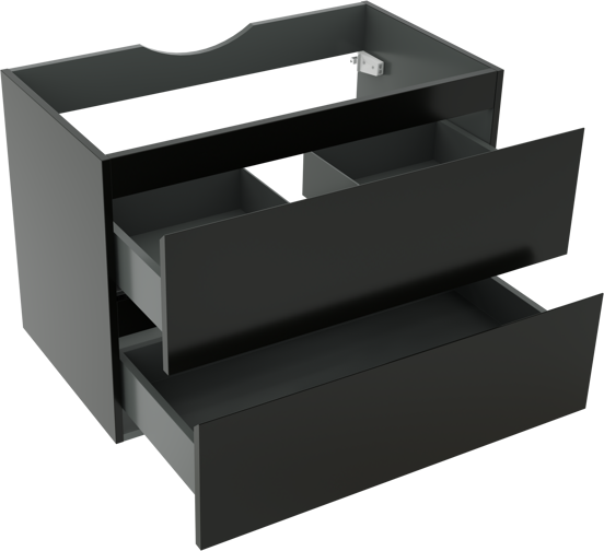 Linie Lado zwevende wastafelonderkast 80 x 46 cm mat zwart 2 lades