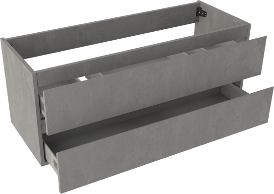 Storke Delta zwevende wastafelonderkast 120 x 48 cm beton donkergrijs 2 lades 2 sifonuitsparingen