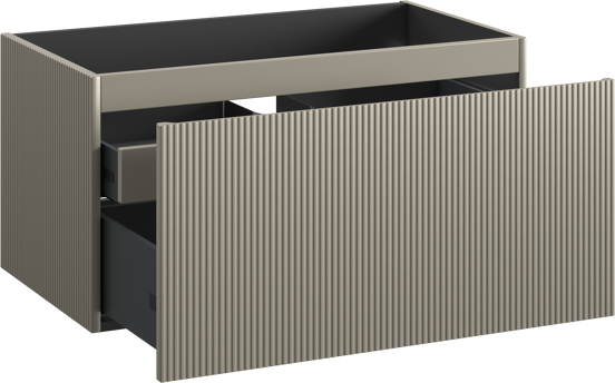 Storke Ribs hängender Waschbeckenunterschrank: 95 x 52 cm, Seidengrau, 2 Schubladen