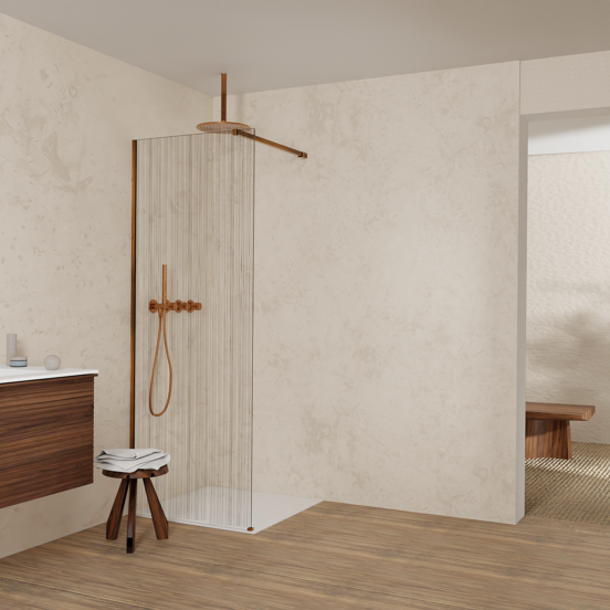 Balmani Modular Walk-In Dusche: 80 x 200 cm, Mikado, inklusive Coating, Profil Brushed Rosegold