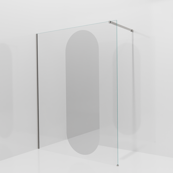 Balmani Modular douche à l'italienne: 160 x 200 cm, Miroir reflex ovale, Profil Brushed Inox