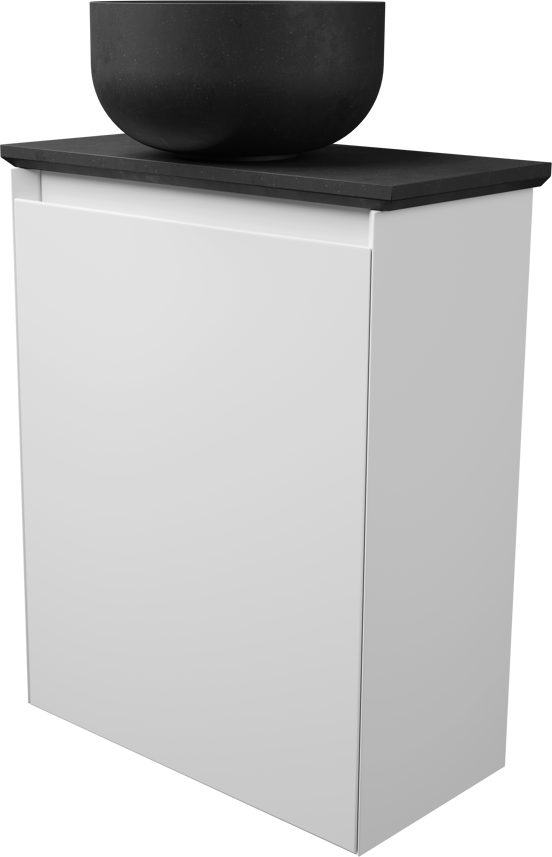 Balmani Mitra meuble wc suspendu 42 x 21 cm blanc mat avec Facetta tablette et Bowl vaque à poser en granite aiguisé