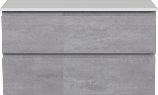 Linie Lado meuble salle de bains suspendu 100 x 46 cm béton gris foncé avec Lado tablette simple ou double en marbre composite blanc brillant