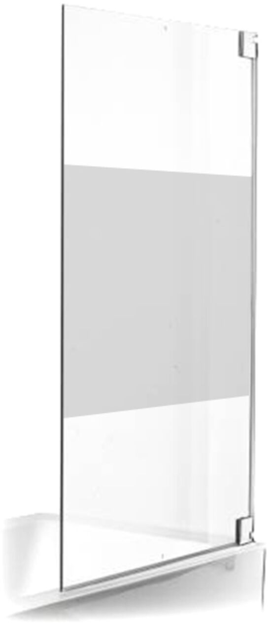 Luca Varess Pure enkele badwand 90 cm helder glas met matte strook glanzend chroom profiel