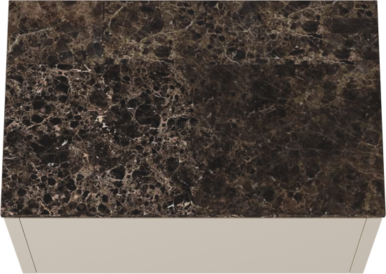 Balmani Eclips zwevend badmeubel 90 x 55 cm Sandbeige met Stretto enkel wastafelblad in Dark Emperador marmer
