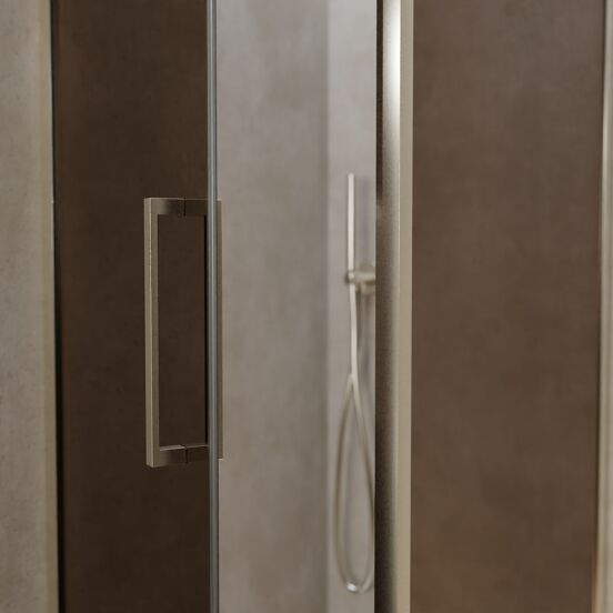 Balmani Senses Design douchehoek met linkse draaideur en vaste zijwand, 90 x 90 cm, Brons, Brushed CoolMetal profielen, met coating