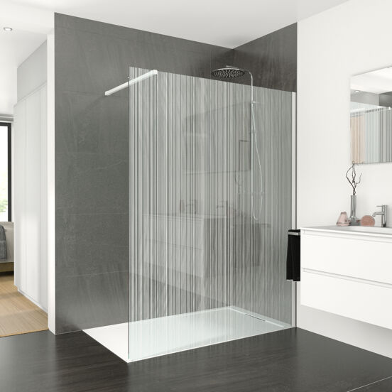 Balmani Modular inloopdouche 80 x 200 cm barcode wit glas mat wit profiel