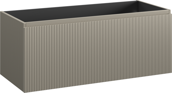 Storke Ribs meuble sous-vasque suspendu 120 x 52 cm soie grise 2 tiroirs