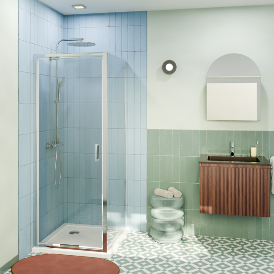 Luca Varess Vidor In douchecabine met draaideur en vaste zijwand 80 x 80 cm helder glas glans chroom profiel