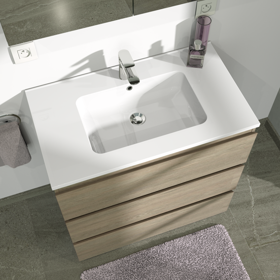 Linie Vano plan simple marbre composite brillant 80 x 46 cm