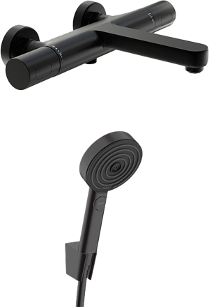 Blaufoss Apollo   Opbouw badkraan thermostatische kraan mat zwart  Incl. handdoucheset