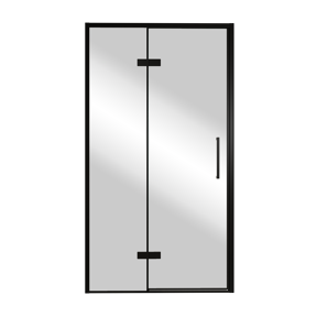 Balmani Senses Design douche draaideur links 120 cm x 210 cm Reflex spiegelglas, Zwarte profielen