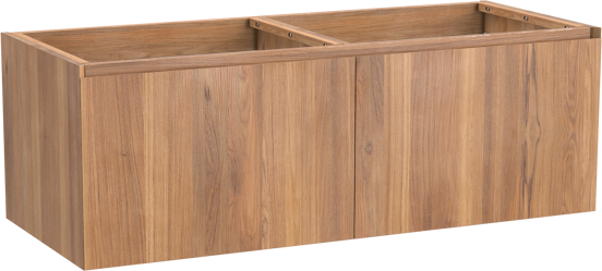 Balmani Idra hängender Waschbeckenunterschrank: 135 x 55 cm, Teak, 4 Schubladen