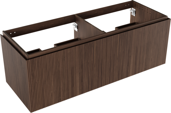 Balmani Eclips meuble sous-lavabo suspendu 150 x 55 cm Noyer américain 4 tiroirs Nervure sym. vert.