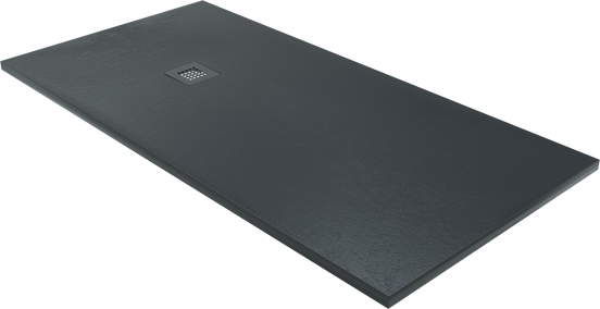 Balmani Vega douchebak 160 x 80 cm composietmarmer grafietgrijs leisteenstructuur