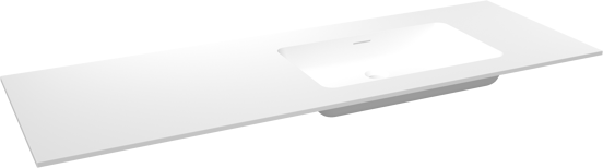 Storke Mata plan vasque asymétrique à droite mat solid surface 150 x 52 cm
