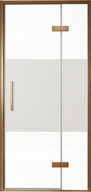 Balmani Senses Design porte pivotante à droite 100 cm x 210 cm verre transparent avec bande matte, Profil Brushed Rosegold