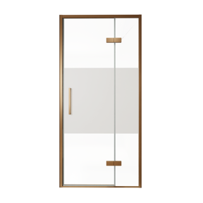 Balmani Senses Design porte pivotante à droite 100 cm x 210 cm verre transparent avec bande matte, Profil Brushed Rosegold
