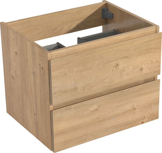 Storke Delta zwevend wastafelonderkast 60 x 48 cm natuur eik 2 lades