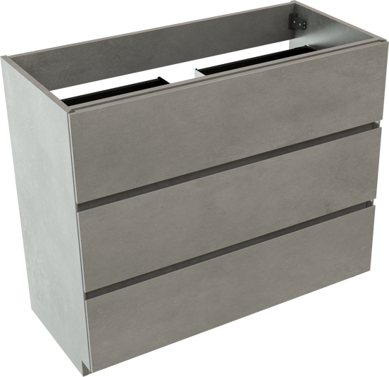 Storke Edge staande wastafelonderkast 100 x 46 cm beton donkergrijs 3 lades