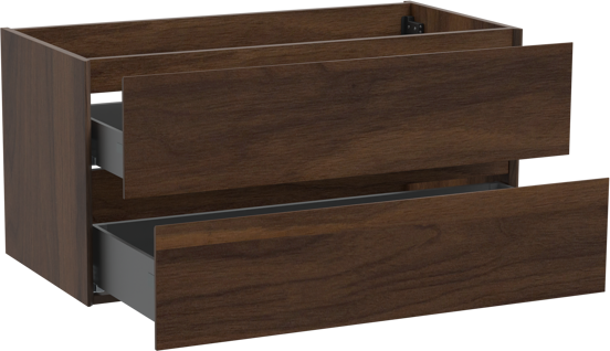 Storke Edge zwevende wastafelonderkast 105 x 52 cm notenhout 2 lades