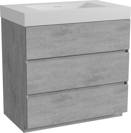 Storke Edge meuble salle de bains à poser 85 x 52 cm béton gris foncé avec Mata High plan simple en solid surface blanc mat
