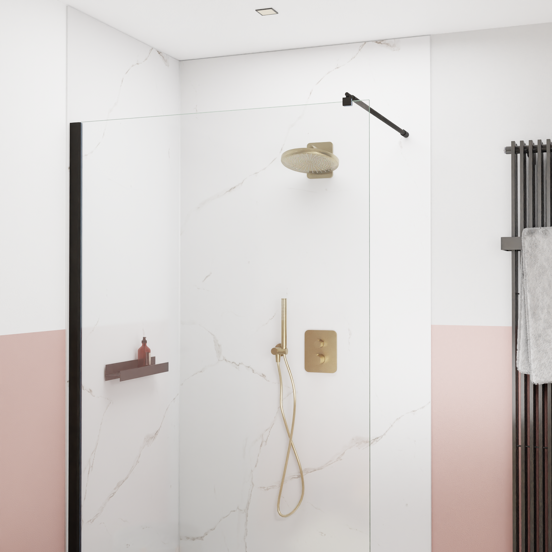 Blaufoss Onos 250 Tête de douche rond 25 cm avec bras de douche support mural brushed champagne gold