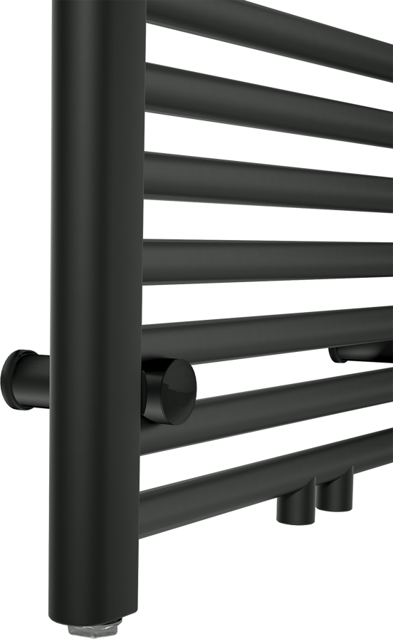 Vipera Kanza enkele handdoekradiator 50 x 180 cm centrale verwarming mat zwart zij- en middenaansluiting 814W
