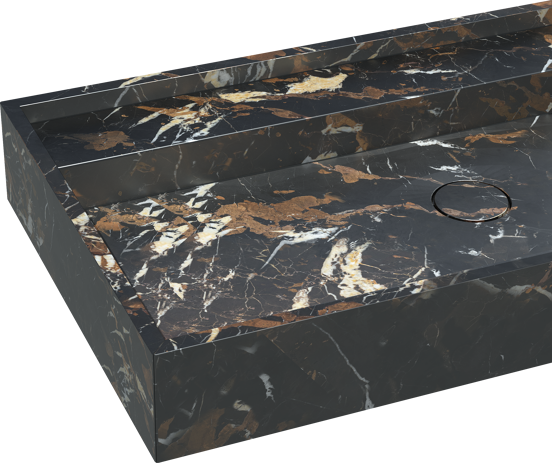 Balmani Cubo asymmetrisch linkse wastafel Portoro Gold marmer 90 x 49 cm