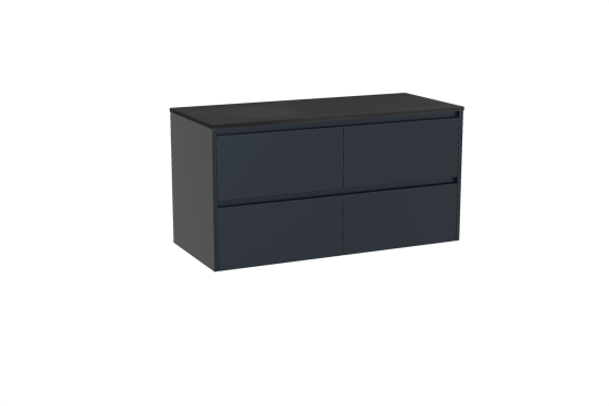 Storke Seda meuble salle de bains suspendu 120 x 52 cm bleu nuit avec Panton tablette simple ou double en mdf enduit de poudre noir mat