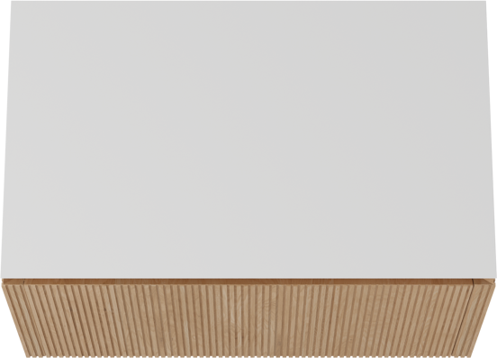Balmani Eclips meuble salle de bains suspendu 90 x 55 cm Chêne naturelle avec Eclips tablette simple en Solid Surface blanc mat, Nervure droite symétrique verticale