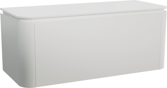Balmani Moon meuble salle de bains suspendu 130 x 55 cm blanc mat avec Moon tablette simple ou double en solid surface blanc mat