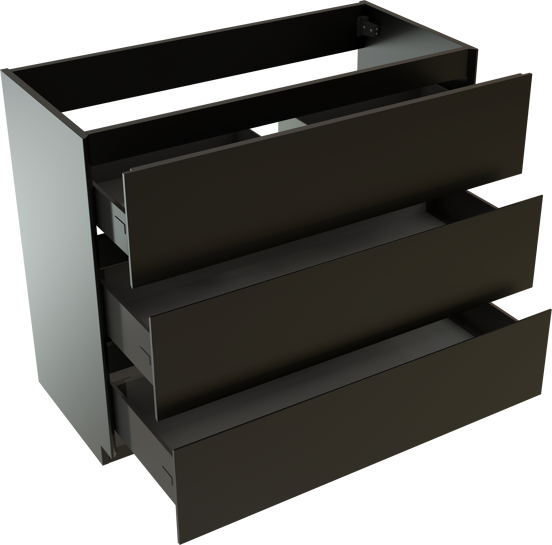 Storke Edge meuble sous-vasque a poser 100 x 46 cm noir mat 3 tiroirs