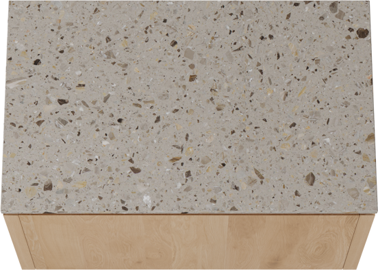 Balmani Eclips hängendes Möbelstück Set: 90 x 55 cm, Eiche Natur, mit Stretto Einzel Waschtischplatte Greige Terrazzo