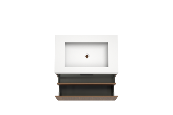 Balmani Sfera meuble salle de bains suspendu 90 x 55 cm noyer américain avec Modus plan simple en solid surface blanc mat