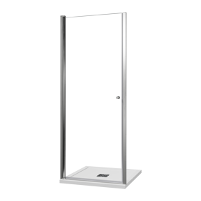 Luca Varess Kuresa porte pivotante 85 x 200 cm verre transparent profil chrome brillant