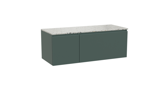 Balmani Sfera meuble salle de bains suspendu 135 x 55 cm forest avec Stretto tablette simple ou double en blanc/noir mat terrazzo