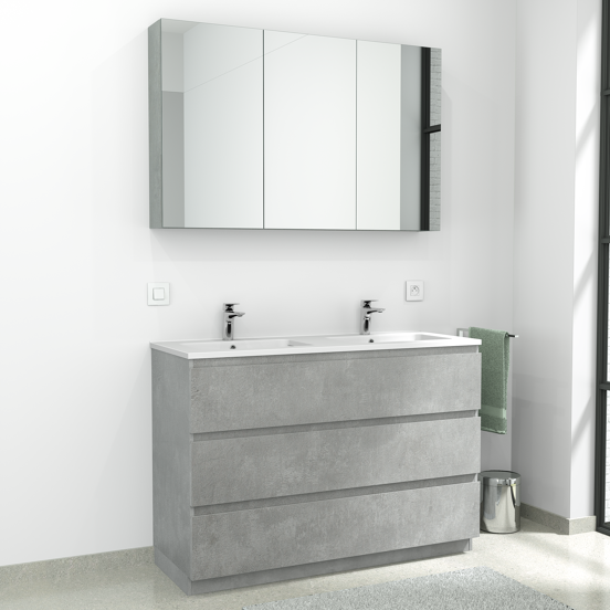 Linie Montro spiegelkast 120 x 75 cm beton donkergrijs
