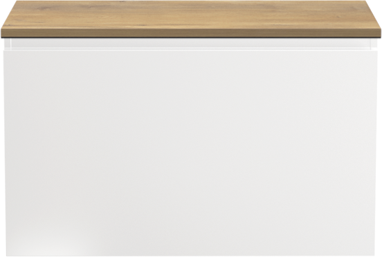 Linie Lado meuble salle de bains suspendu 80 x 46 cm blanc brillant avec Lado tablette simple en mélaminé chêne naturel