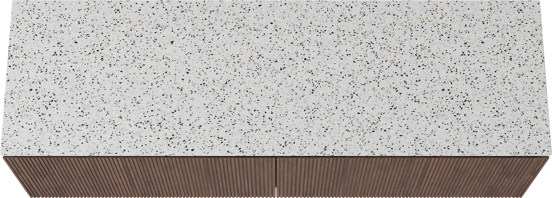 Balmani Eclips meuble salle de bains suspendu 180 x 55 cm Noyer américain avec Stretto tablette simple ou double en Bianco Nero Terrazzo, Nervure droite symétrique verticale