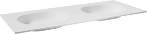 Balmani Tablo Oval dubbele wastafel mat witte Solid Surface 135 x 55 cm