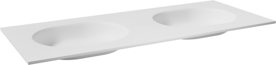 Balmani Tablo Oval Doppelwaschtisch Matt Weiße Solid Surface 135 x 55 cm